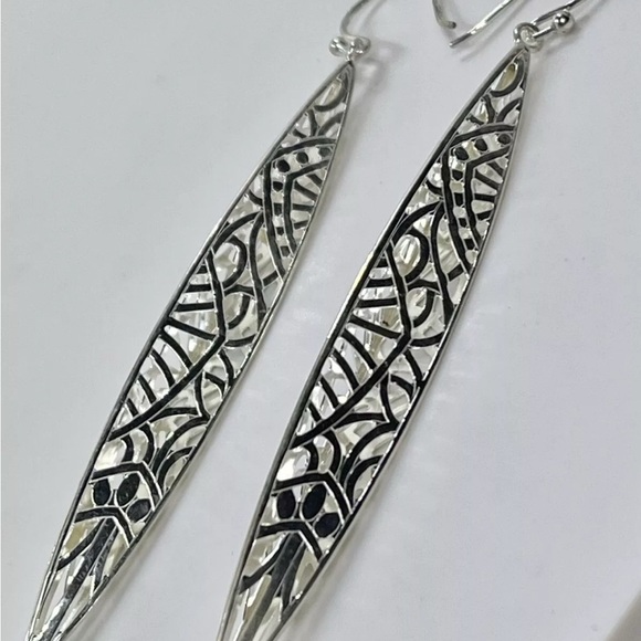 Rare & retired SILPADA  STERLING 3D STILETTO FILIGREE 3D LONG DANGLE EARRINGS - Picture 3 of 6